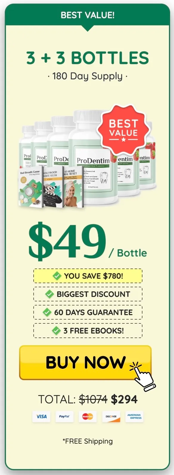 ProDentim 180-day supply, best value